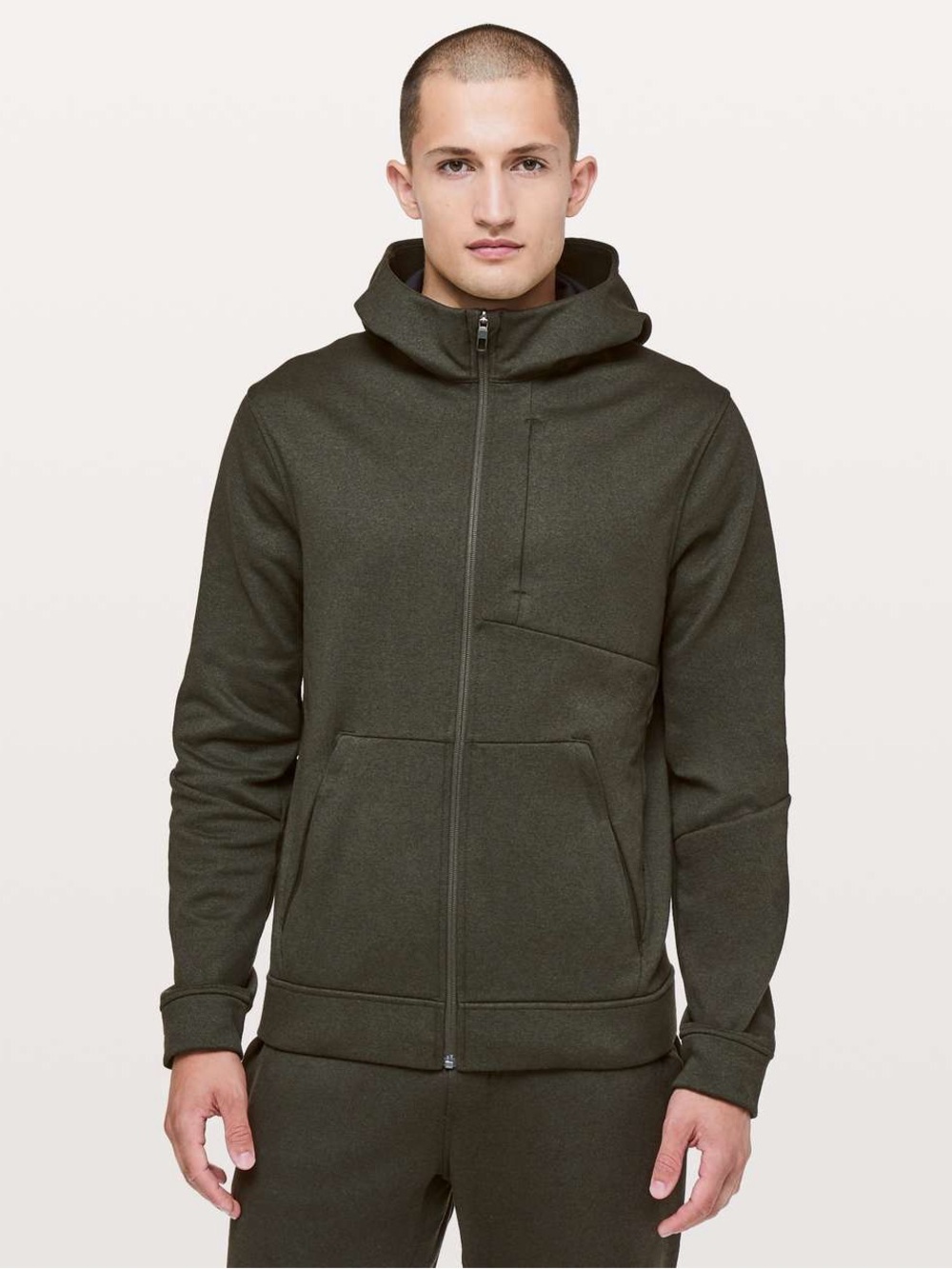 Lululemon City Sweat Zip Hoodie Thermo Heathered Dark Olive Green Men’s Medium
